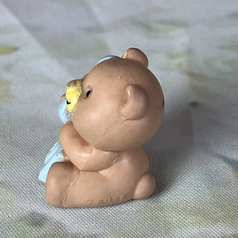 Vintage Russ Pencil Topper Teddy Bear on Telephone Hard Rubber